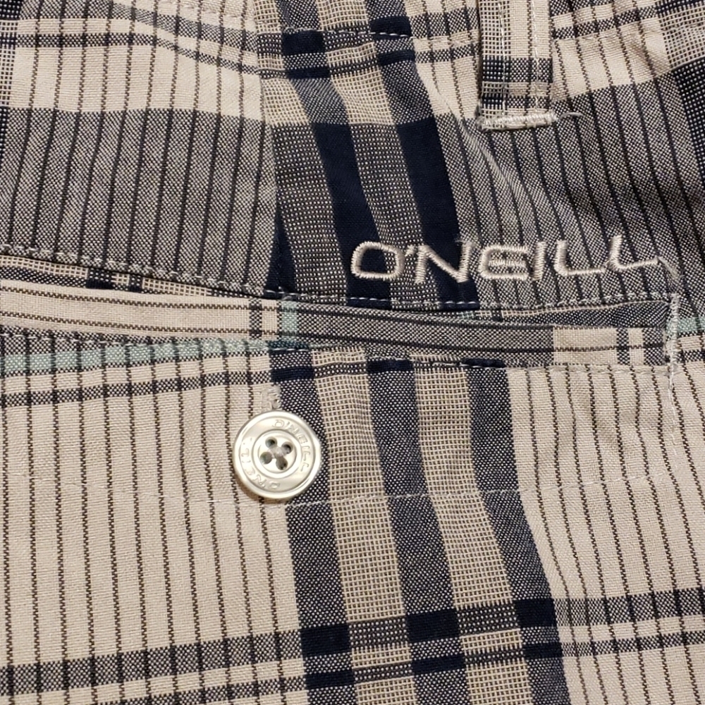 O'Neill blue & grey plaid flat front board shorts - Picture 4 of 5